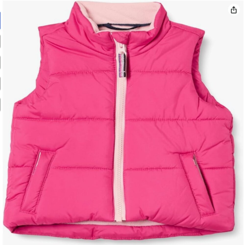 Amazon Essentials Girls and Toddlers' Heavyweight Puffer Vest Pink